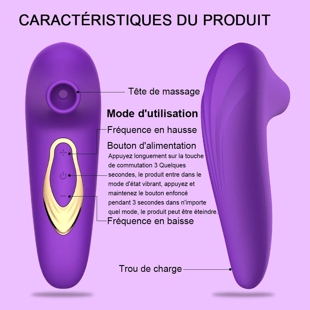 "Vibrateur suceur clitoridien – Stimule le point G, les tétons et le clitoris pour un plaisir intense. Masturbateur érotique conçu pour le plaisir féminin."