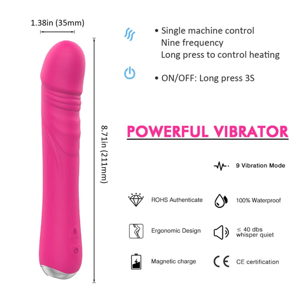 Baguette Vibrante Puissante en Silicone – Stimulateur Clitoridien et Vaginal – Vibromasseur G-Spot à Orgasme Rapide