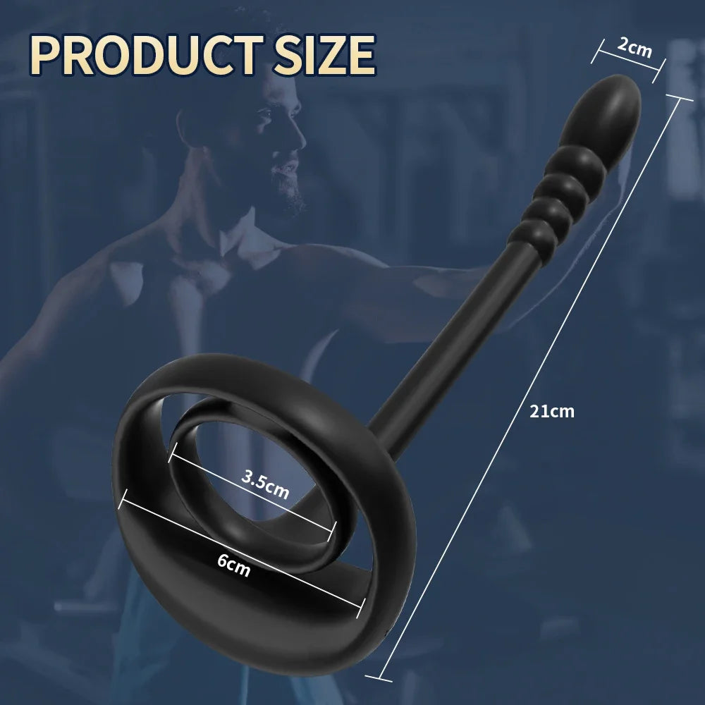 Vibrateur Prostatique Connecté - Sextoy Bluetooth pour Homme avec Anneau Pénien et Massage Testiculaire - Plug Anal et Cockring 3 en 1