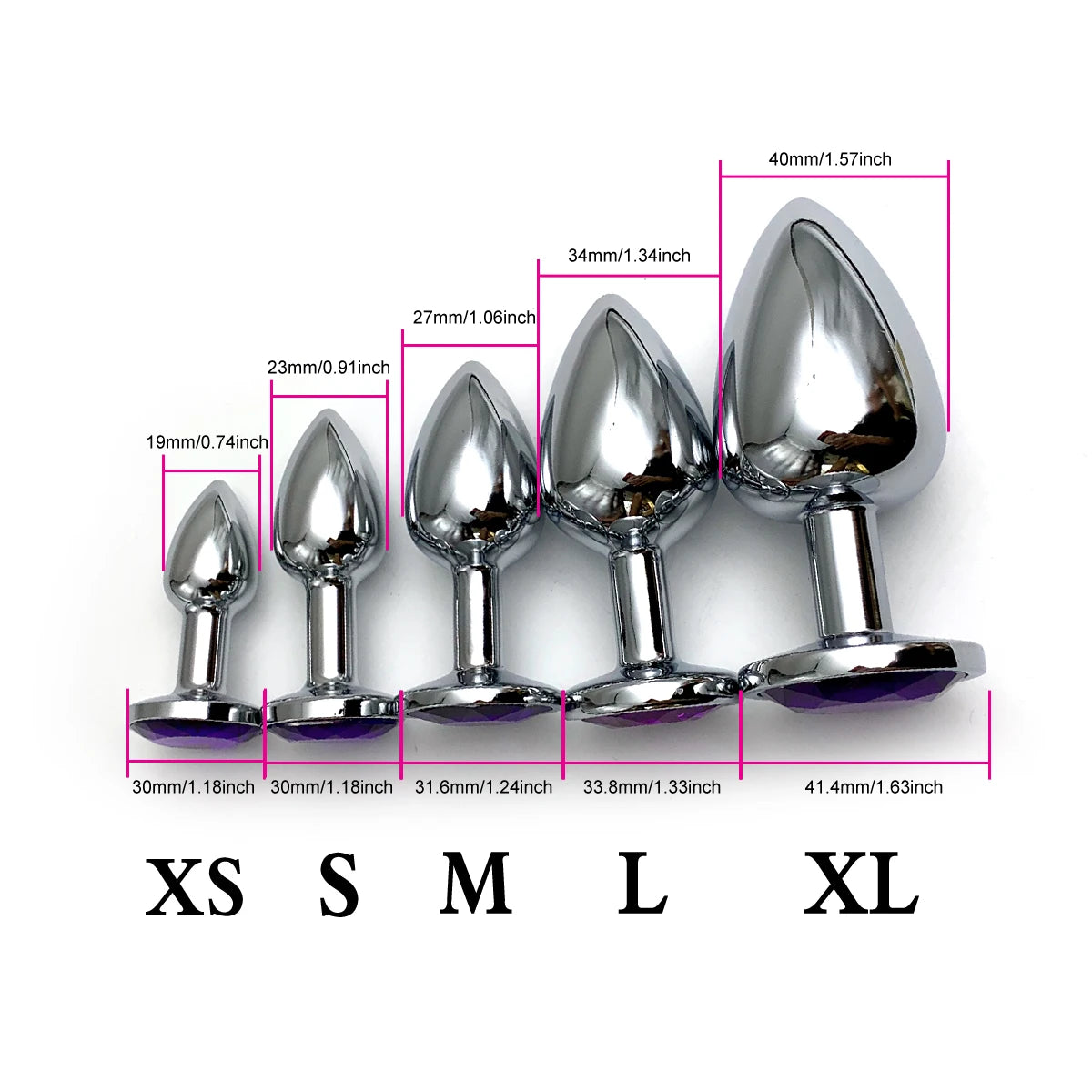 Plug Anal Métallique avec Base Bijou - | 5 Tailles Disponibles