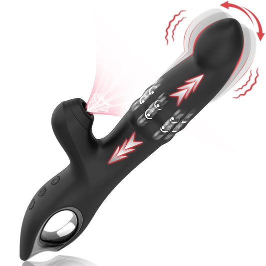 Vibromasseur Réaliste en Silicone avec Stimulateur Clitoridien – Dildo Pénétrant et Suceur de Clitoris