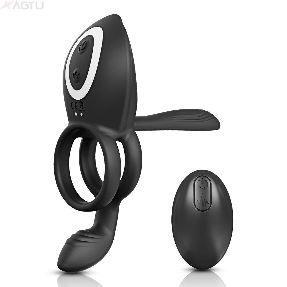 Cock Ring Vibrant pour Hommes - Retard d’Éjaculation | Stimulation du Clitoris, Point G et Anal | Sextoy Couple