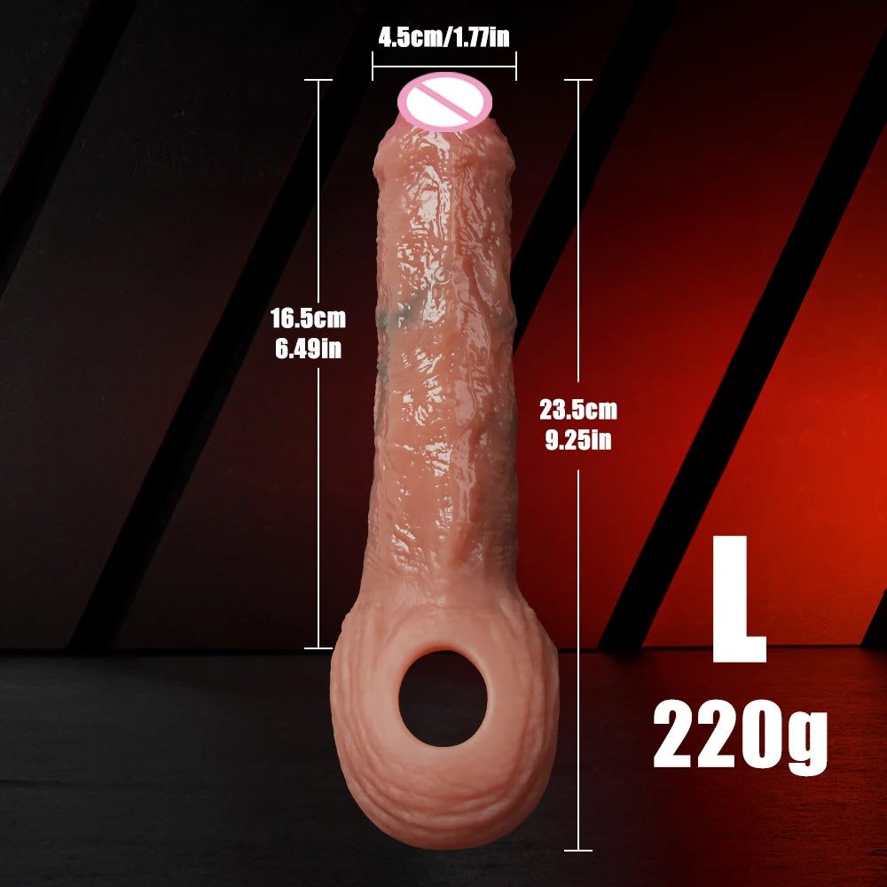 Penis Cock Sleeve Male Sex Toy Penis Enlarger Extender for Men Realistic Dildo Penis Ring to Lock the Sperm Male Penis Training