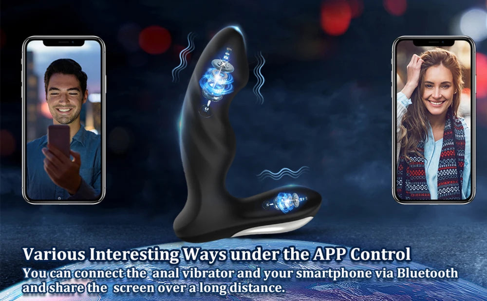 Stimulateur de Prostate Rotatif pour Homme – Vibromasseur Anal Connecté Bluetooth avec Télécommande Sans Fil