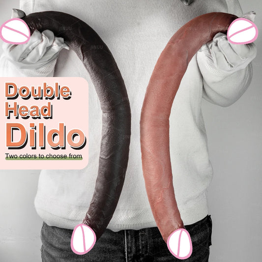 Double Dildo Réaliste 48,5 cm – Sextoy Long en Silicone Liquide pour Stimulation Vaginale et Anale, Usage en Couple ou Solo