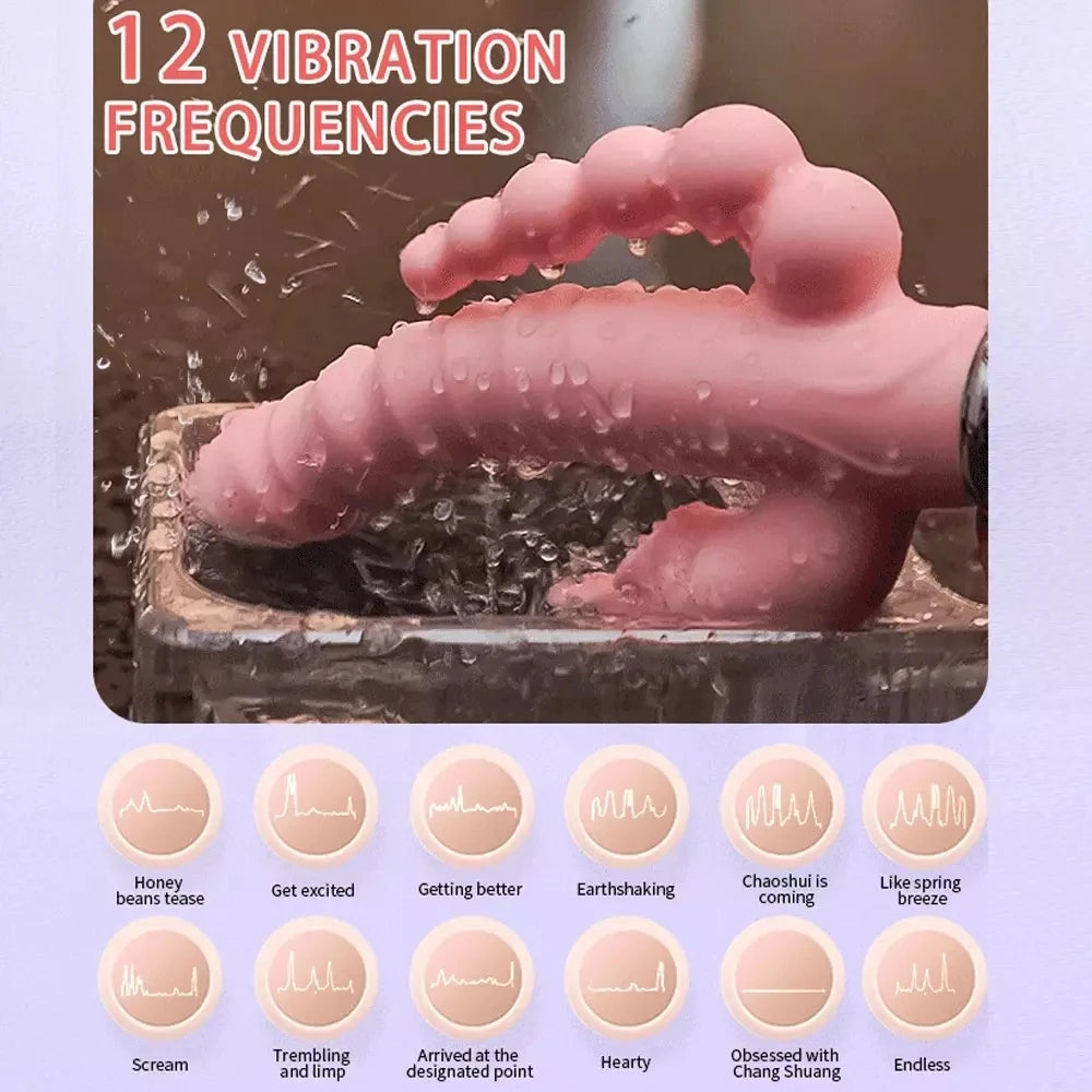 LickLip 3 en 1 – Vibromasseur Rabbit avec Fonction Léchage de Langue, Double Tige et Stimulation Triple | Sextoy Haute Précision pour Femme