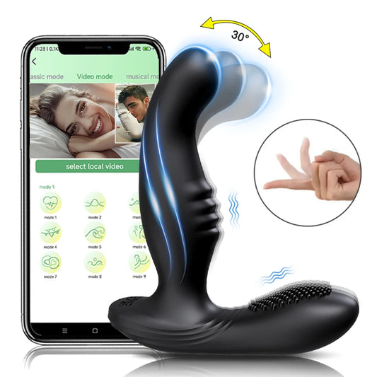 Stimulateur Prostatique Vibrant Connecté - Plug Anal Télécommandé par Application - Sextoy Homme pour Stimulation de la Prostate et Jeux de Couple