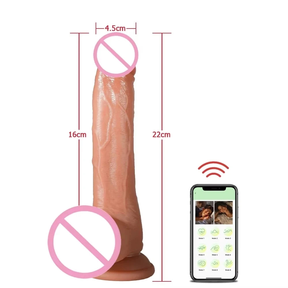 Gode Réaliste Téléscopique Vibrant Chauffant – Contrôle à Distance via Appli