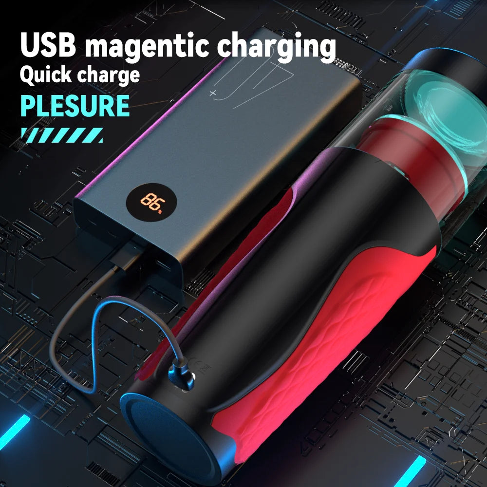 Masturbateur Téléscopique Automatique – Cup Vibrante à Poussée et Rotation pour Homme