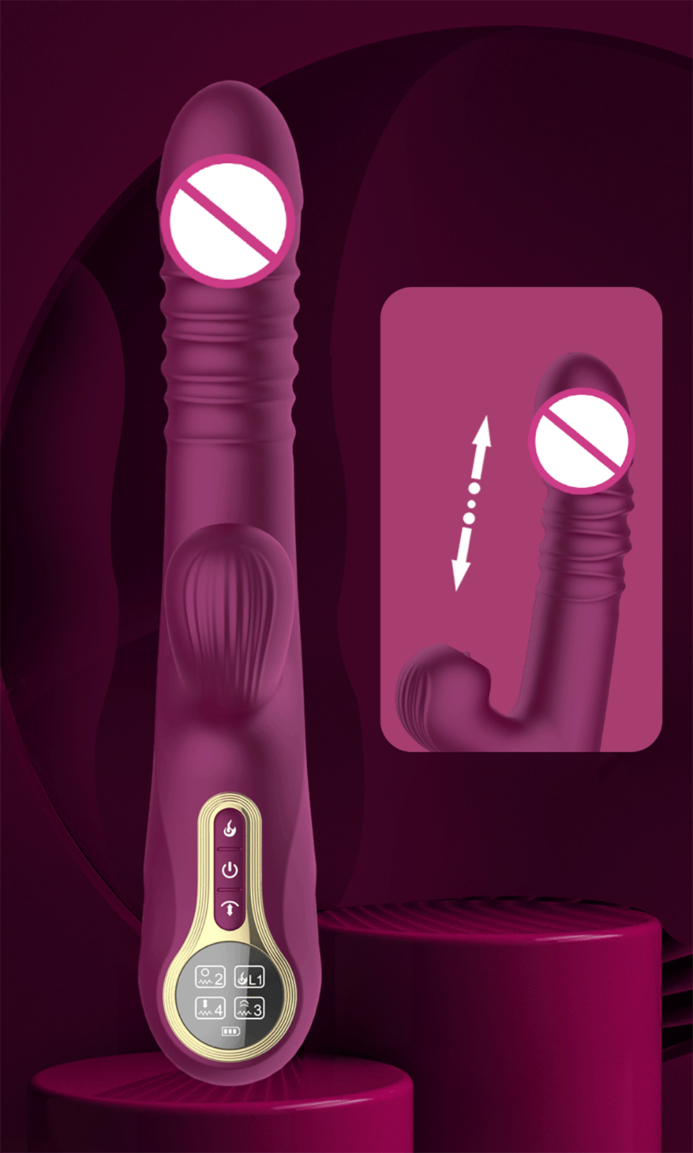 Vibromasseur Poussant Automatique – Stimulation Point G & Clitoris avec Fonction Succion