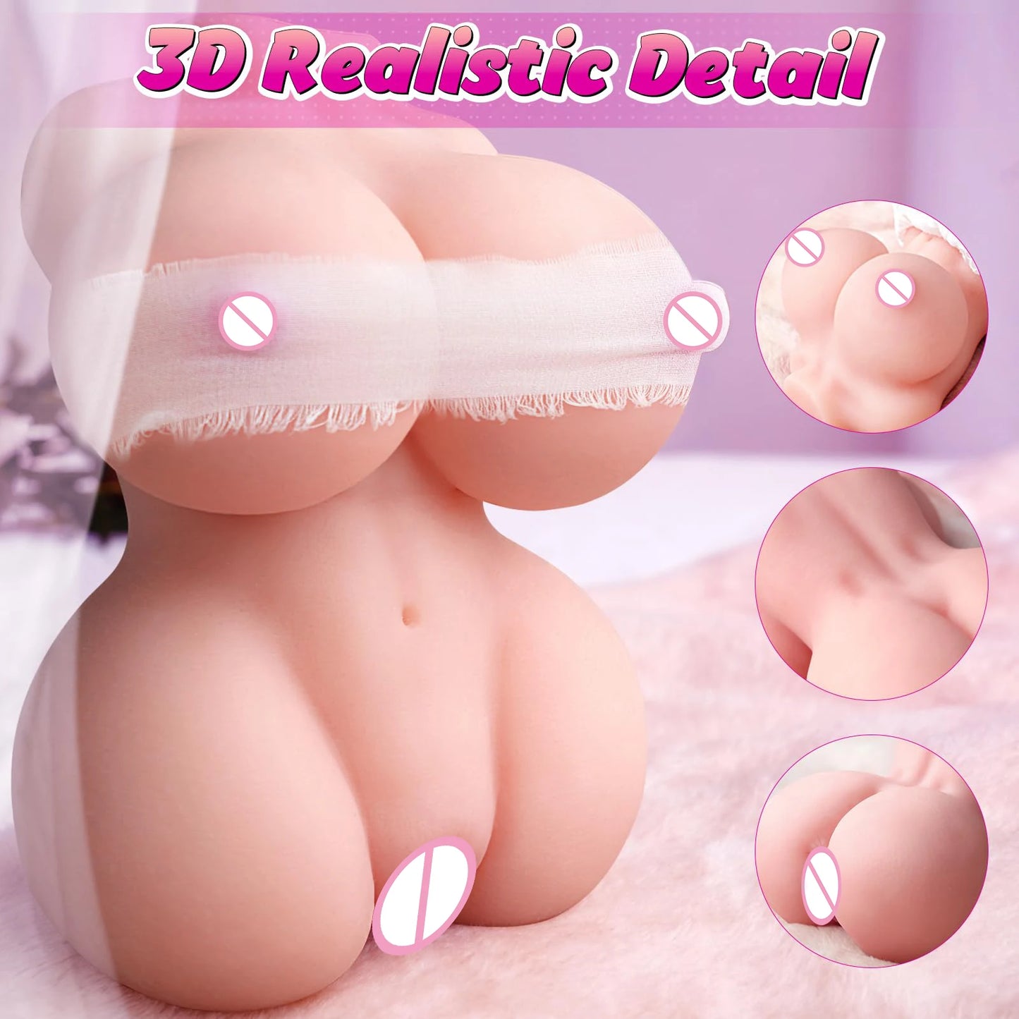 HESEKS Mini Sex Doll - Masturbateur Réaliste de Poche pour Homme - Vagin Texturé et Seins Souples en TPE